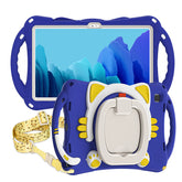 CatB Samsung Tablt Case for Tab A7 10.4  T500/T505/T507/T505N Shockproof Shoulder Strap Handle Stand-Dark Blue