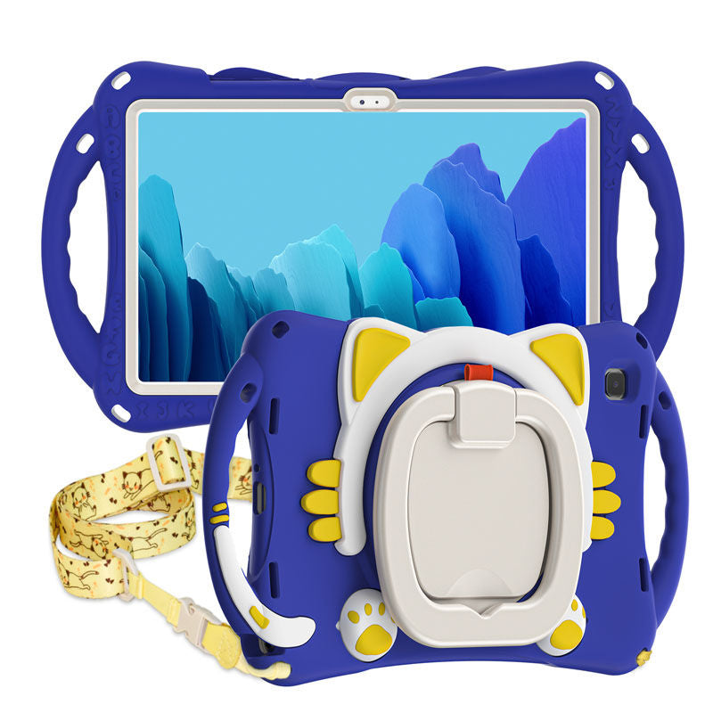 CatB Samsung Tablt Case for Tab A7 10.4  T500/T505/T507/T505N Shockproof Shoulder Strap Handle Stand-Dark Blue