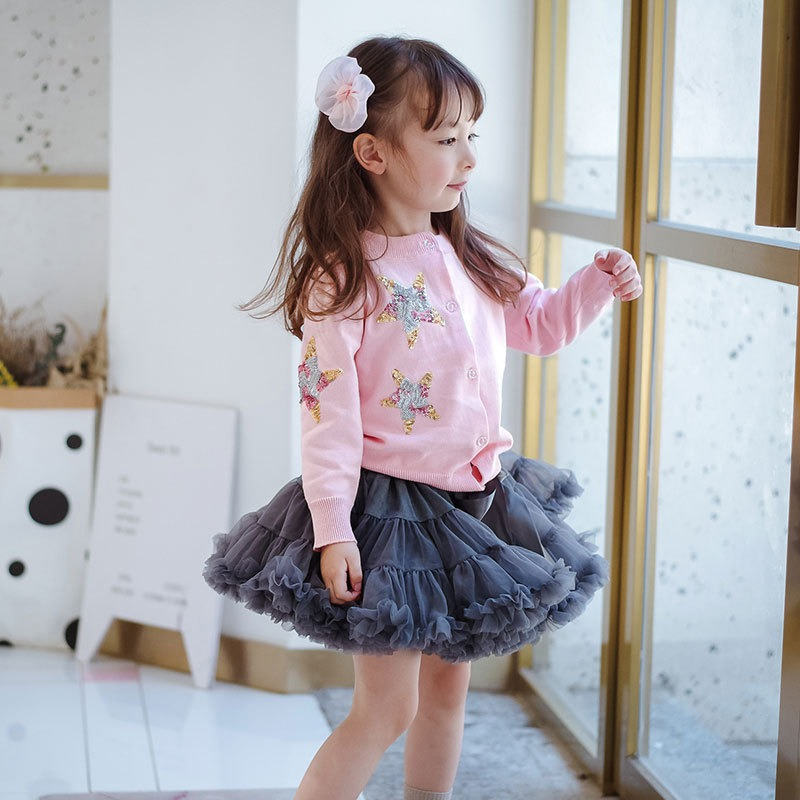 Toddler Girls Layered Tutu Skirt Solid Color Mesh Princess Ballet Dance Dress-DarkGrey