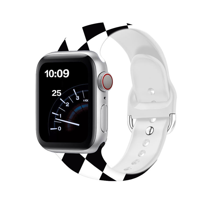 Silicone Printed Watch Band Checkered for iWatch Series SE/6/5/4/3/2/1