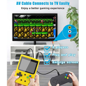 500 in 1 Classic Handheld Game Console 3.0 Screen Supports TV Connection & Two Players-Yellow