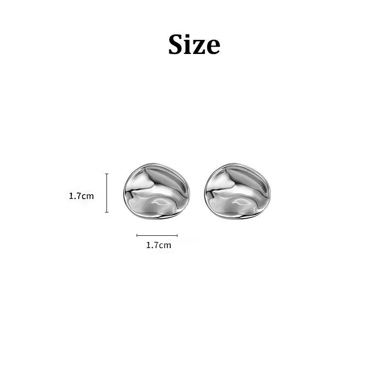 Simple Glossy Irregular Stud Earrings for Women and Girls-Silver