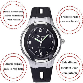 Kids Waterproof Learning Time Wrist Watch-Black