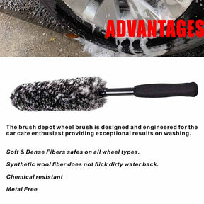 Metal Free Wheel Cleaner Brush Highly Absorbent Tire Brush for Cleaning Tires and Rims-Black