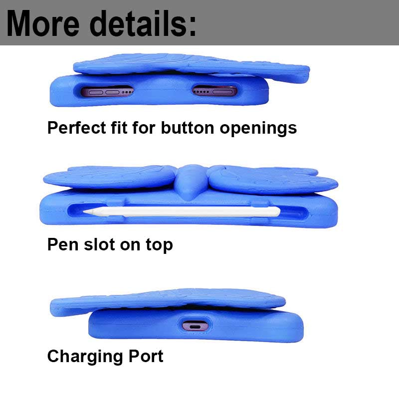 iPad Case For iPad Mini 6 Cartoon 3D Butterfly EVA Proof Shockproof Case with Bracket-Blue