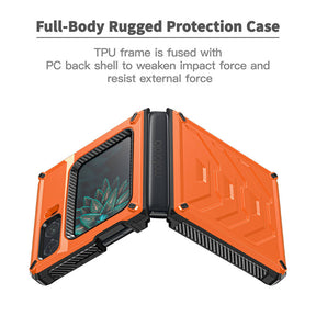 Armorer Full-Body Rugged Protection Case for Moto RAZR 5G Flip Phone 2022-Orange