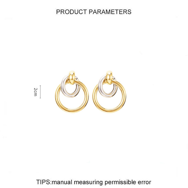 Simple Intertwining Double Circle Earrings For Women