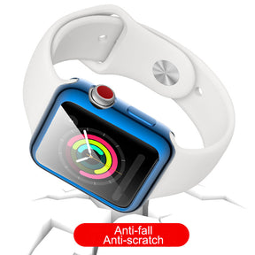 TPU Plated Cover Scratch-Proof Smartwatch Protective Case for iWatch Series SE/6/5/4/3/2/1-Blue