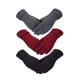 3 Pairs Women Winter Gloves Warm Touchscreen Windproof Gloves-BlackGrayWine Red