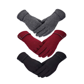 3 Pairs Women Winter Gloves Warm Touchscreen Windproof Gloves-BlackGrayWine Red
