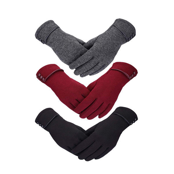 3 Pairs Women Winter Gloves Warm Touchscreen Windproof Gloves-BlackGrayWine Red