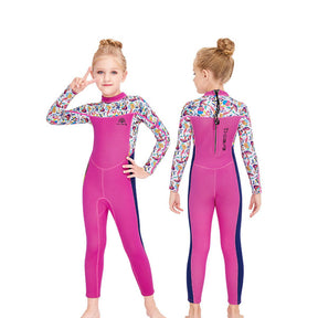 Adore 2.5MM Kids Thermal Wetsuit One-piece Thick Long Sleeve Swimsuit-M150558K-Rose Red