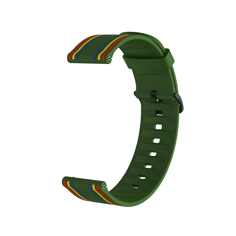 Silicone Band Striped Watch Band For Samsung Galaxy Watch 42/46mm Gear S3 Frontier/Classic(Rainbow Green)