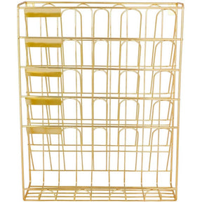 Hanging File Organizer6 Tier Wall Mount Document Letter Tray File Organizer for Home and Office -Gold
