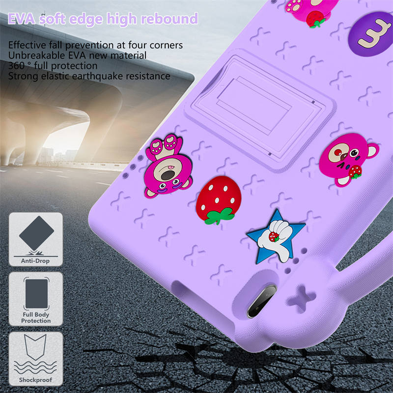 Strawberry Tablet Case with Handle Shoulder Strap for Huawei MediaPad T5 10.1 inch Tab P10-LightPurple