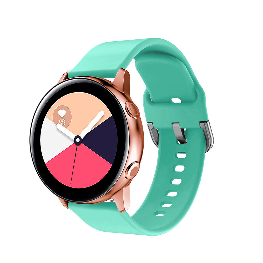 Color Silicone Silver Stainless Steel Buckle Watch Band For Samsung Gear S2 Classic Samsung Galaxy Watch 42mm(Green)