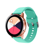 Color Silicone Silver Stainless Steel Buckle Watch Band For Samsung Gear S2 Classic Samsung Galaxy Watch 42mm(Green)