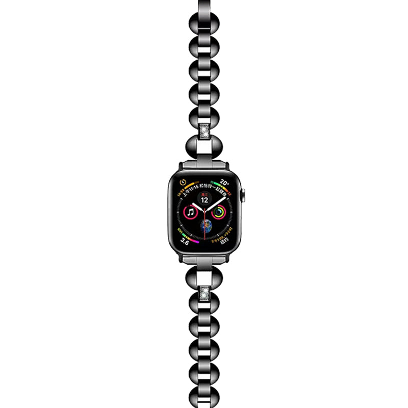 DH Stainless Steel Watch Band Adjustable Wristbands for Apple IWatch Series SE/1/2/3/4/5/6 For Women-Black
