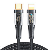 1.2m 20W USB-C to Lightning Fast Charging Cable Smart Auto Disconnect for iPhone 14/14 Pro-Black