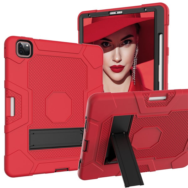 B3 Robot iPad Case Silicone Shockproof Protective Stand Cover For iPad Pro 12.9 2018/2020-Red&Black