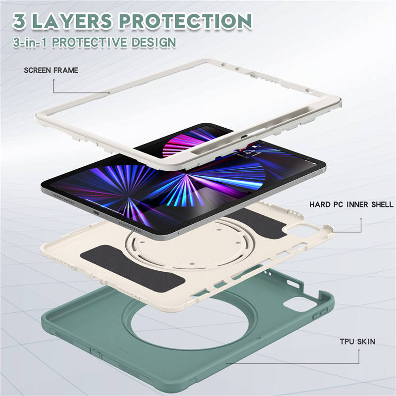 CowKing iPad Case For With Handle Grip For ipad Air 4/iPad Air 5/iPad Pro 11 2021/2020/2018-Jade Green