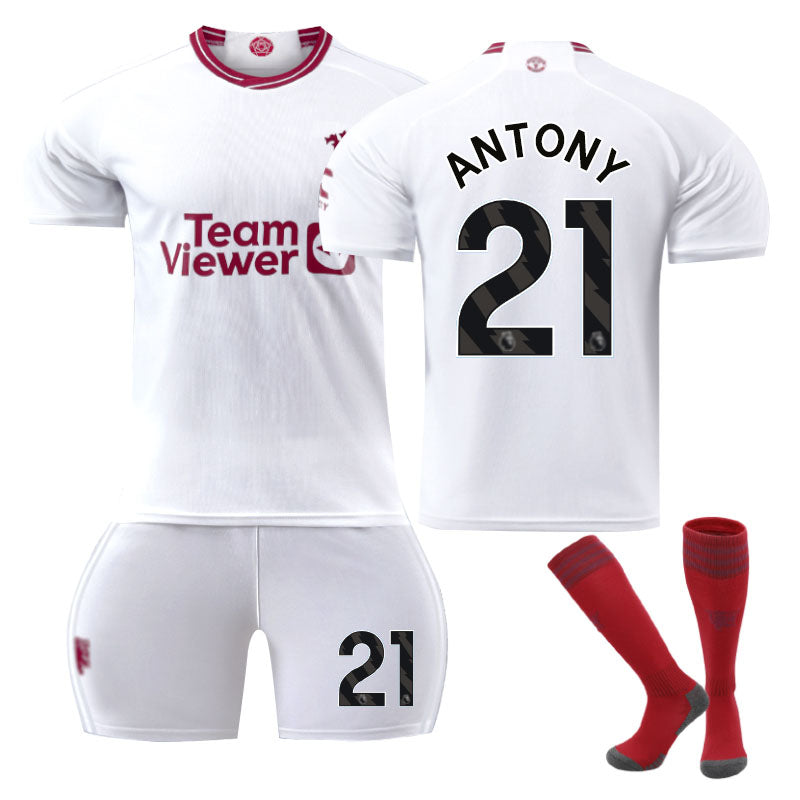 Red Devil Man Utd Second Away Jersey ANTONY #21 Soccer Jersey Kids Adult 3Pcs Jersey Kits