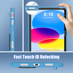 Kids Case Heavy Duty Shockproof with Kickstand for iPad 10th 2022-LightBlue