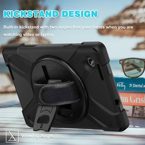 Tablet Case Heavy Duty with Swivel Stand for Lenovo Tab M8 4th Gen-Black