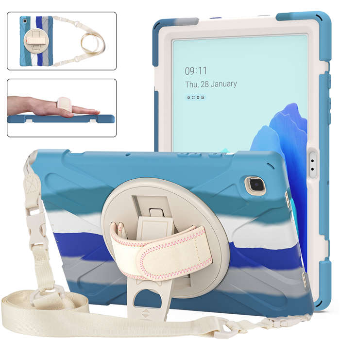 Samsung Tablet Case With Pencil Stand+Rotating Stand+Shoulder Strap For Tab A7 10.4 T500/T505/T507/T505N-Blue