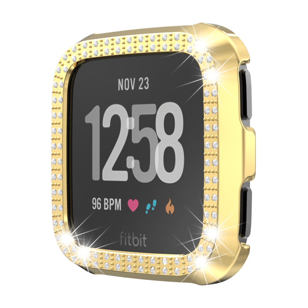 Double Row Diamond Bling Case For Fitbit Versa Cover-Gold