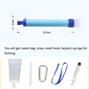 Straw Water Filter Survival Filtration Portable Gear Emergency Preparedness For Camping Travel-Blue