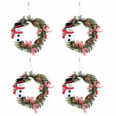 4 Pcs Snowman Pine Wreaths for Front Door Christmas Holiday Indoor