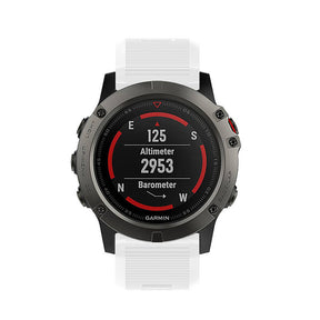26mm Strap For Garmin Fenix 5X/5X Plus/3/3 HR/6X/6X Pro Watchband Quick Release Easy Fit Silicone Bands Silver Buckle-White