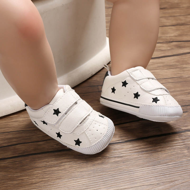 Baby Boys Girls Shoes Non-slip Velcro Sneakers Toddler First Walkers Shoes-StarBlack