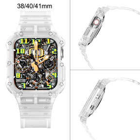 Sport Rugged Watchbands with Bumper Case Compatible for Apple Watch-Clear Matte