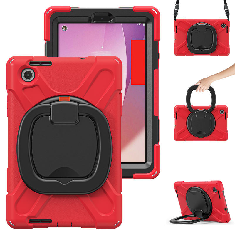 Rugged Tablet Case with 360° Rotatable Stand for Lenovo Tab M8 4th Gen-Red