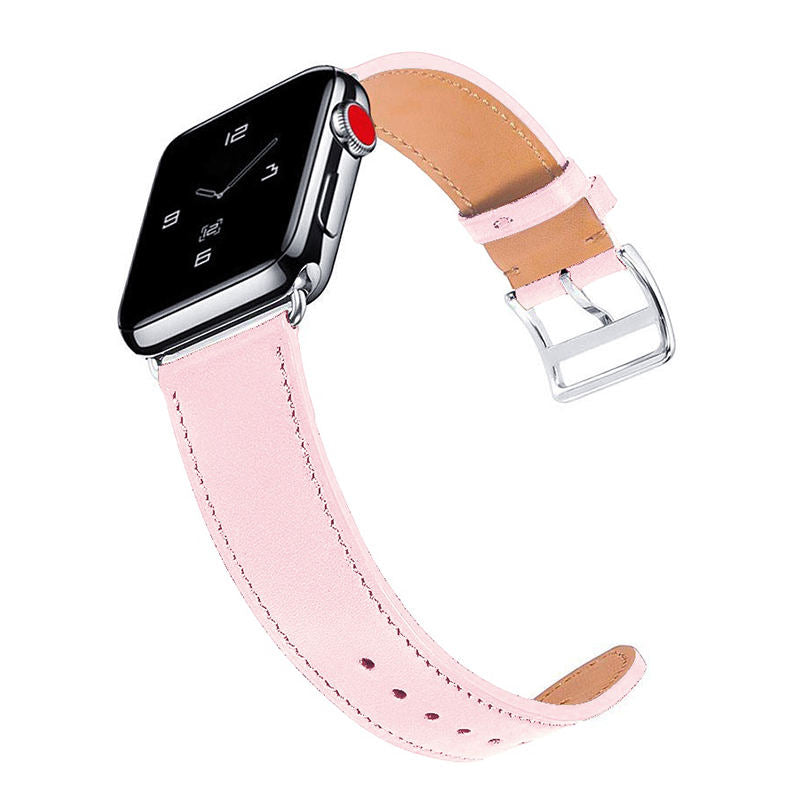 Genuine Leather Replacement Watch Band For iWatch Series SE/6/5/4/3/2/1-Pink