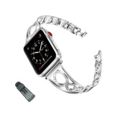 HL Stainless Steel Watch Band Adjustable Wristbands for Apple IWatch Series SE/1/2/3/4/5/6 For Women-Silver