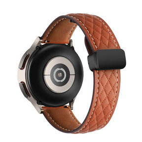 20mm Classic Leather Band Black Folding Buckle for Samsung Huawei Watch-Brown