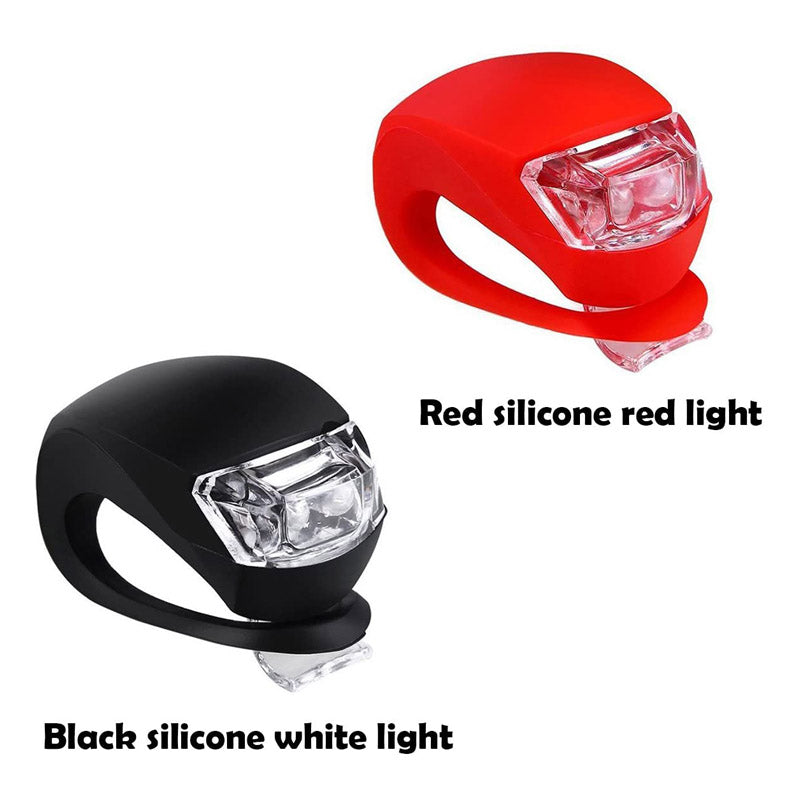 LED Bicycle Silicone Tail Light Kit Waterproof Mountain Bike Headlight 4 Pack Black Red