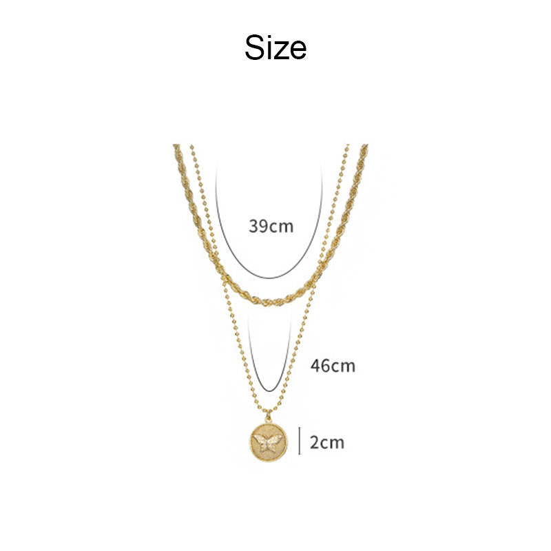 Gold Layered Necklace Thick Chain Personalized Cuban Coin Pendant For Women Girls-N21023