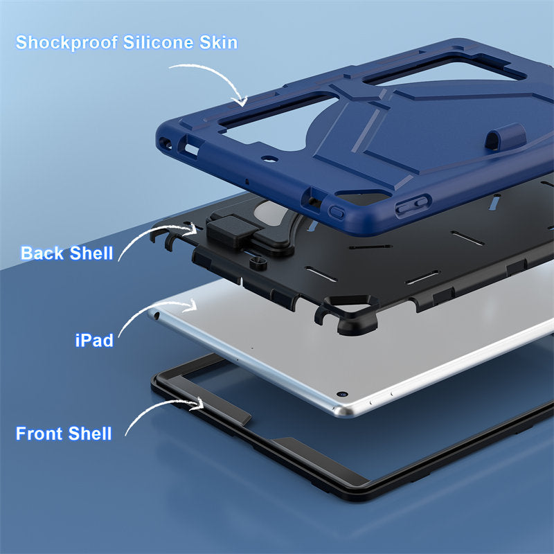 Tablet Case Kids Friendly with Pencil Holder for iPad 11 2020/2021/2022-NavyBlue