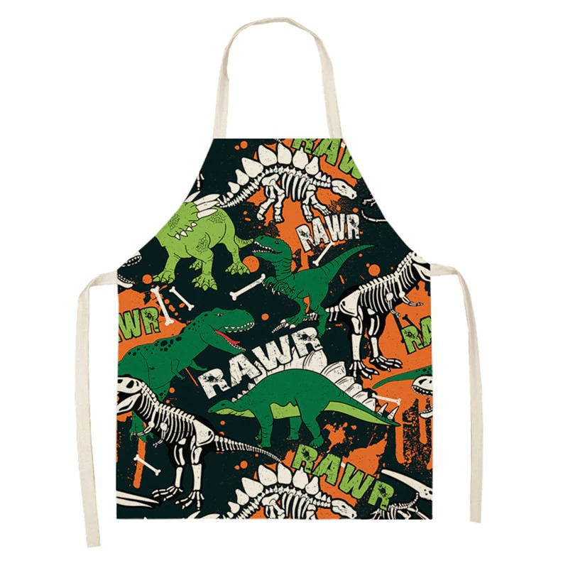 Parent-child Dinosaur Print Apron for Cooking Gardening-A2