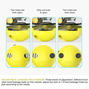 Tumbler Style Cat Food Dispenser Treat Toys with Dual Rolling Balls-Yellow