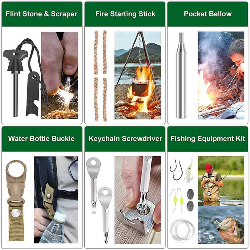 Survival Kit Gifts for Men Equipment Supplies Kits for Camping Hiking Adventures