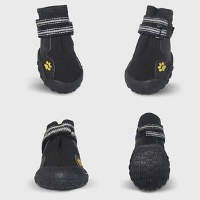 4 Pcs Dog Shoes Non-Slip Warm with Reflective Straps for Middle Large Dogs-Black