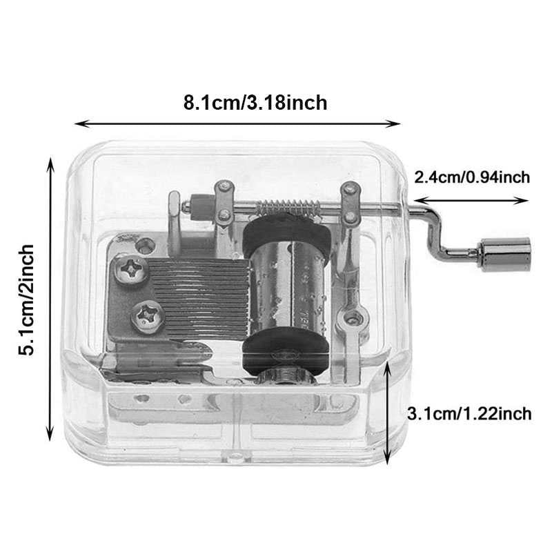 Acrylic Clear Hand Crank Music Box Craft Decoration-Brahms Lullaby