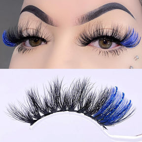 5 Pairs Glitter Mink Lashes Colored False Eyelashes Reusable-SetB