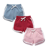 Kids 3 Pack 100% Cotton Sport Jogger Shorts Casual Elastic Pants-C