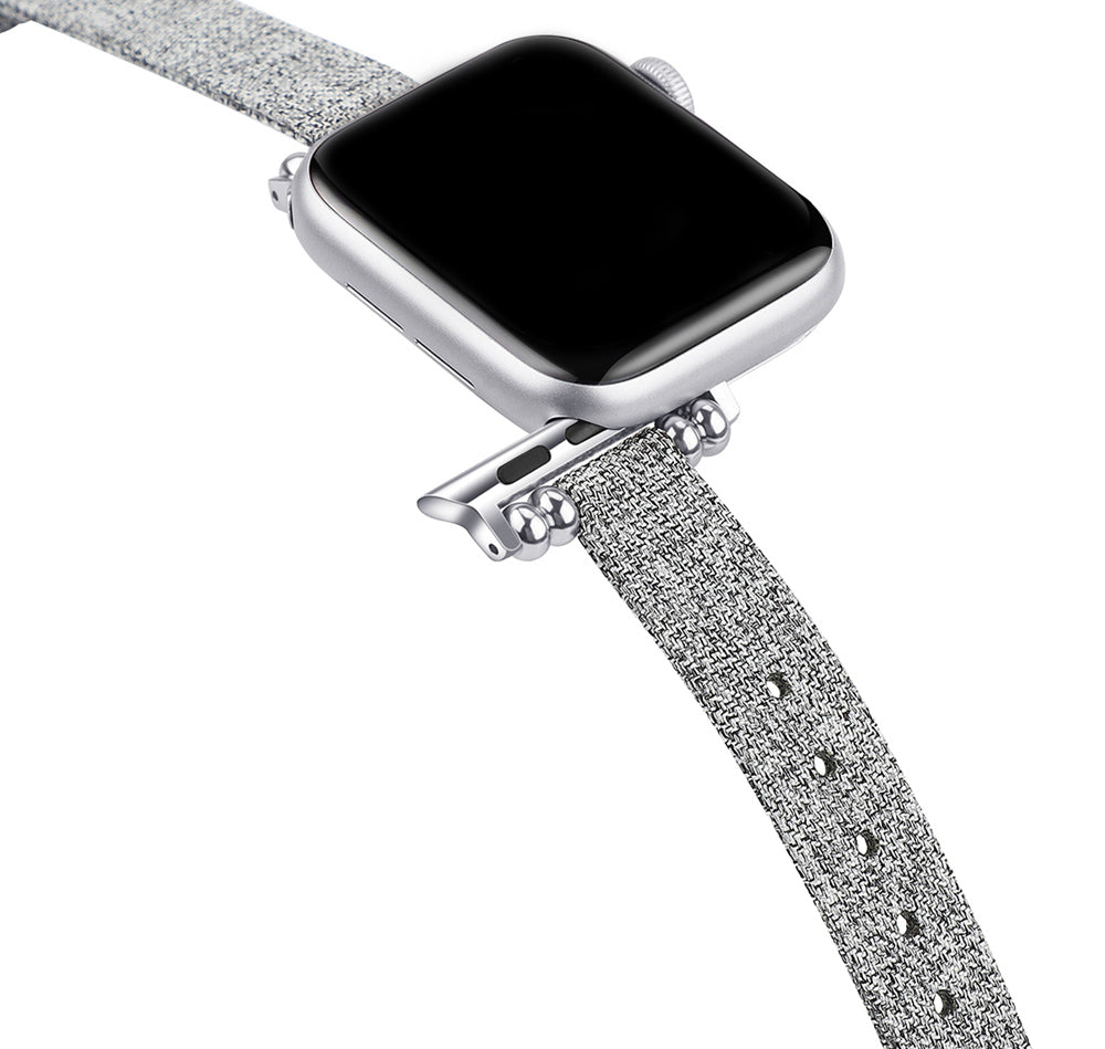 Slim Canvas Watch Band With Positioning Beads For Apple Watch SE/6/5/4/3/2/1(Light Grey)